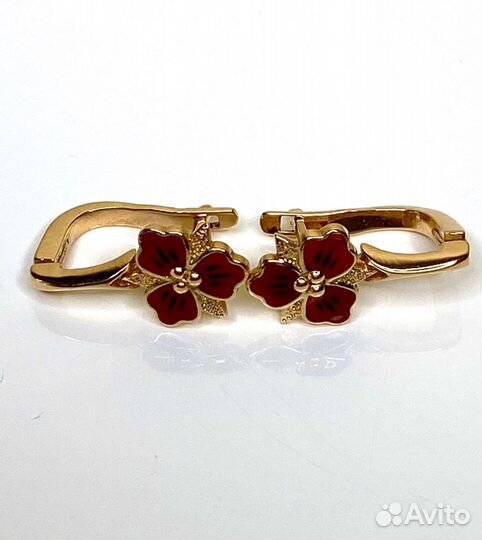 Советские золотые серьги с эмалью