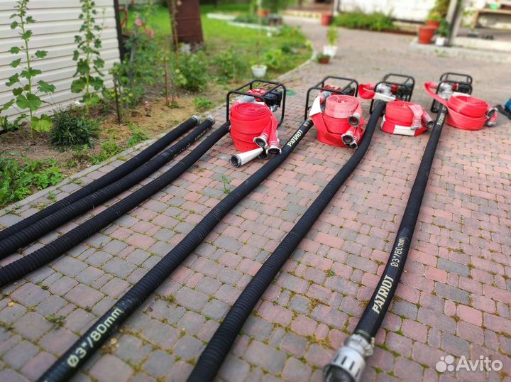 Откачка воды мотопомпой / Электронасосами /Аренда