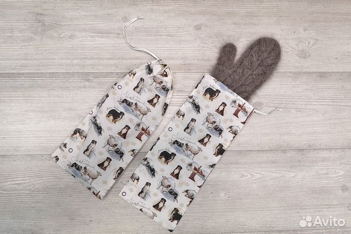 Варежки серые из собачьей шерсти (новые)