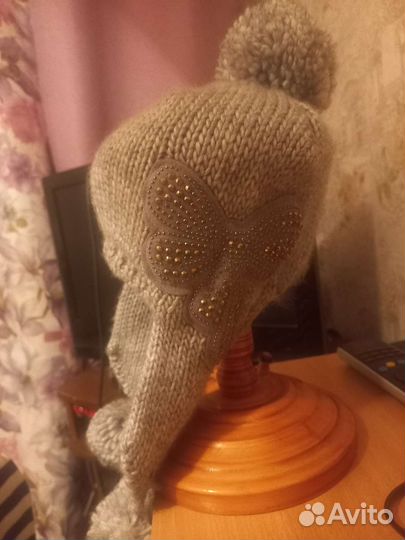 Шапка женская вязаная с ушками