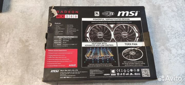 Видеокарта MSI Radeon RX 580 armor 8G OC