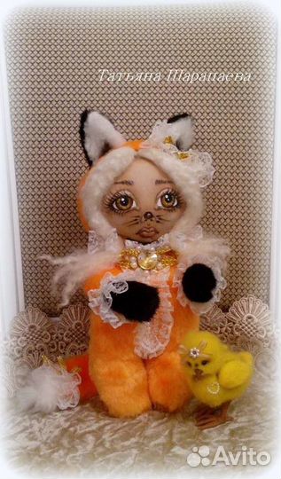 Куколка Лисичка и цыпа,ручная работа,hand made