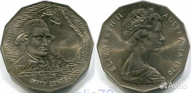 Австралия 50 центов 1970 год Джеймс Кук. анц