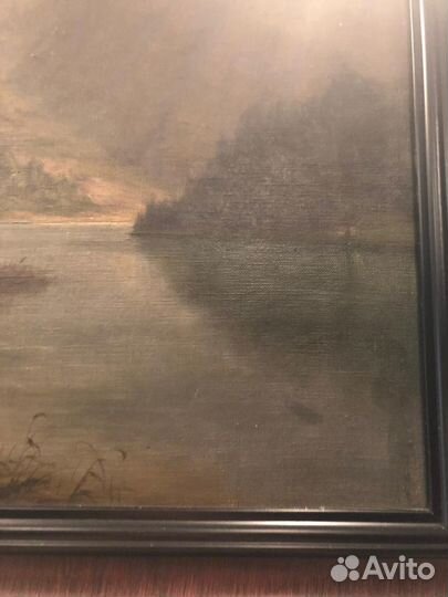 Картина 19 века, пейзаж маслом