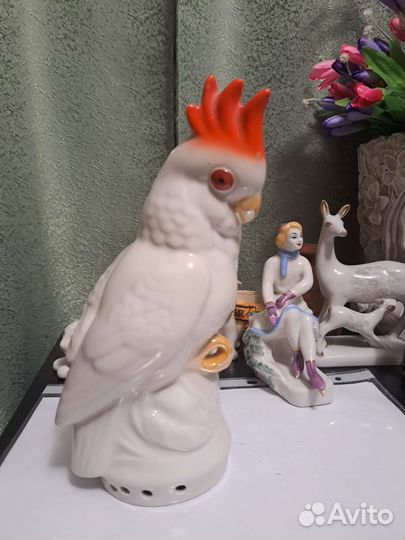 Статуэтка фарфор ночник,попугай 