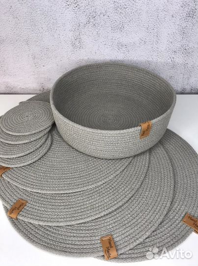 Салфетки, корзинки из хлопкового шнура