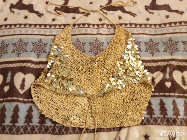 Топ для танцев на девочку золотой 8-13 лет