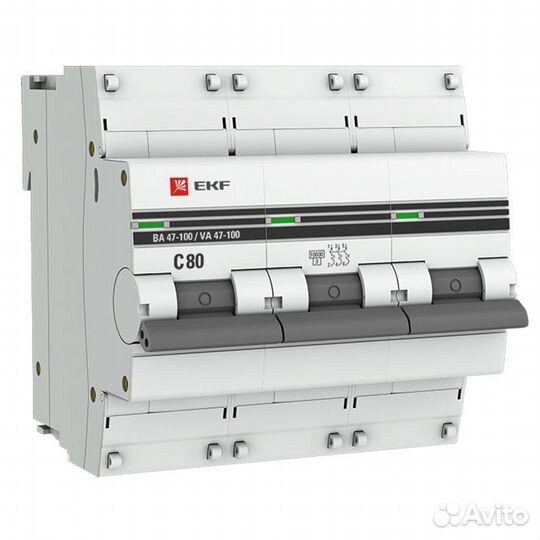 Автоматический выключатель PROxima ва47-100 3P C80