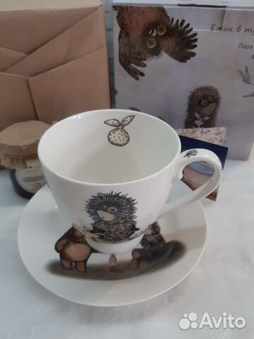 Чайная пара,фарфор,Ежик в тумане, 420мл (+варенье)