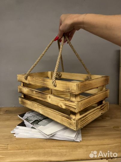 Ящик деревянный подарочный в Новому году