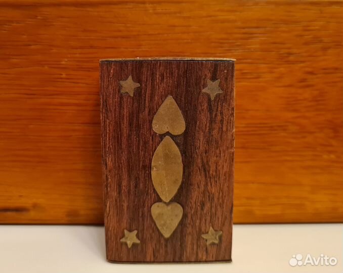 Спичечница деревянная с медной отделкой Европа