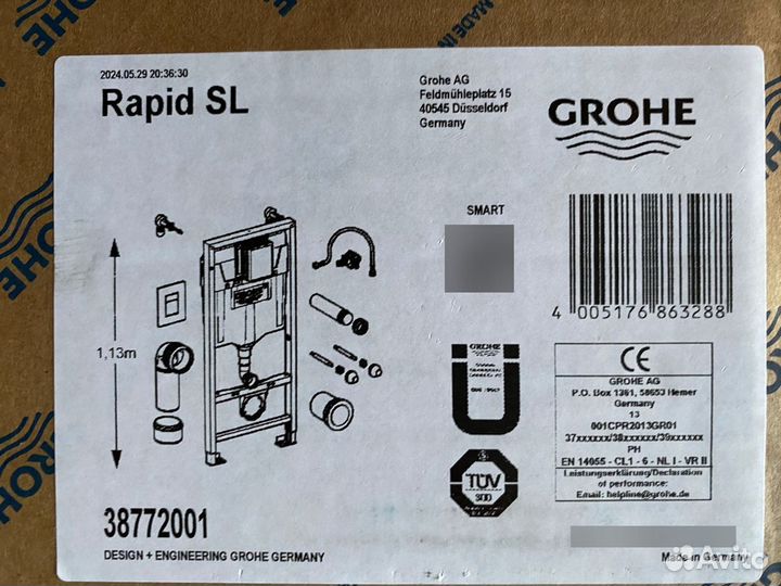 Инсталляция grohe rapid sl 38772001