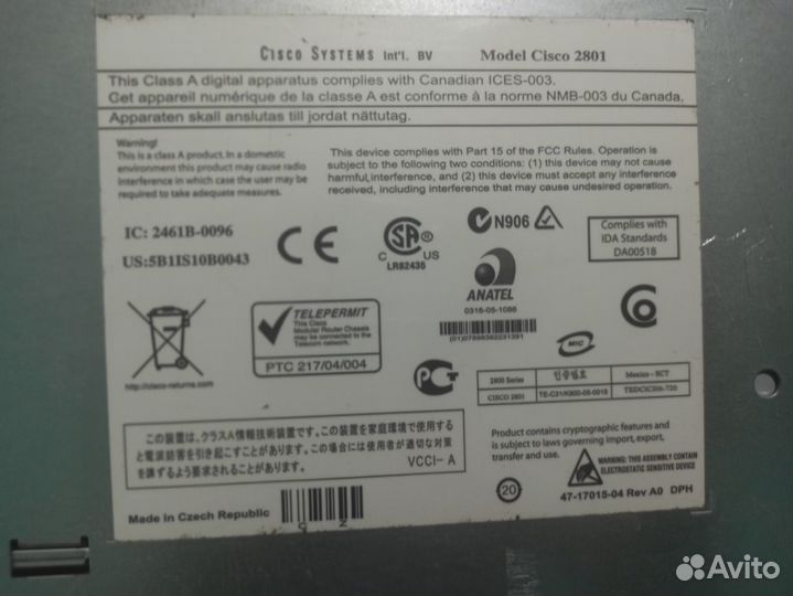 Сетевое оборудование Cisco, 2800, 2900, 1800 и др