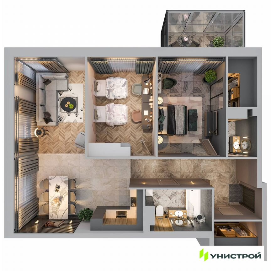 2-к. квартира, 75,1 м², 3/5 эт.