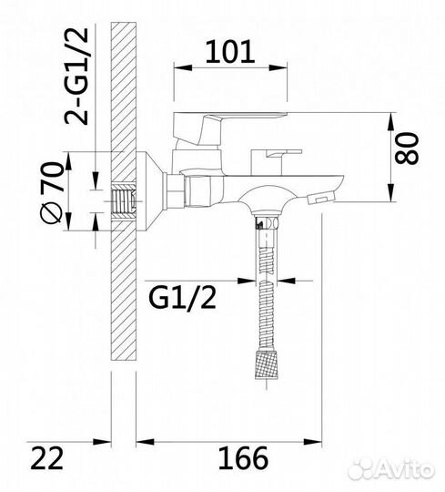 Смеситель для ванны hansen H30018F (белый)