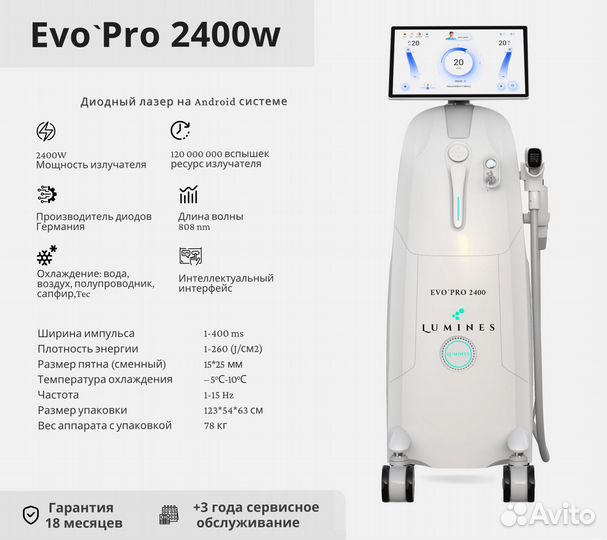 Аппарат для эпиляции люминес Evo’Pro 2400