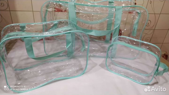 Наборы сумок для роддома,прозрачные состоит из 3шт