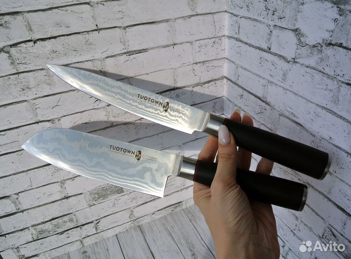 Сантоку и Карвинг дамасская сталь