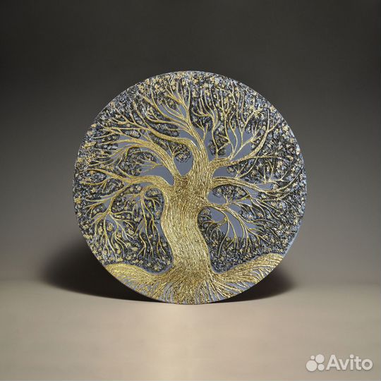 Картина с деревом. Круглое панно с подсветкой