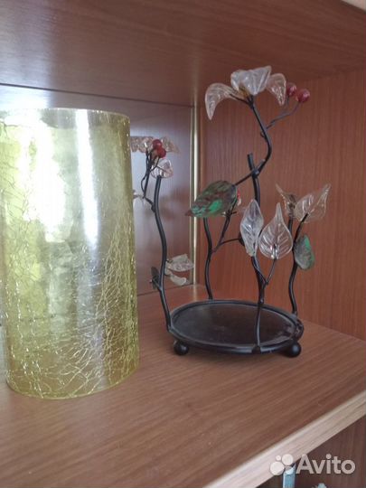 Ваза для сухоцветов стекло+металл