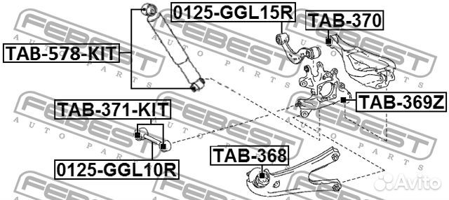 TAB578KIT Сайлентблок заднего амортизатора комплек