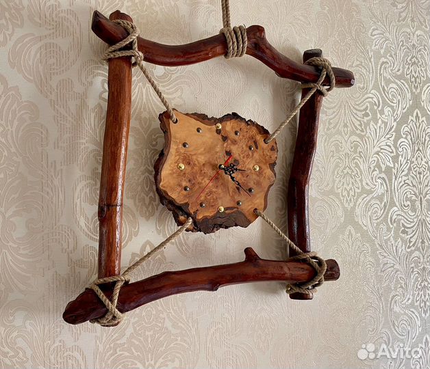 Часы из коряг и дерева, 50*50