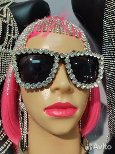 Новые очки для фотосессии черные стразы