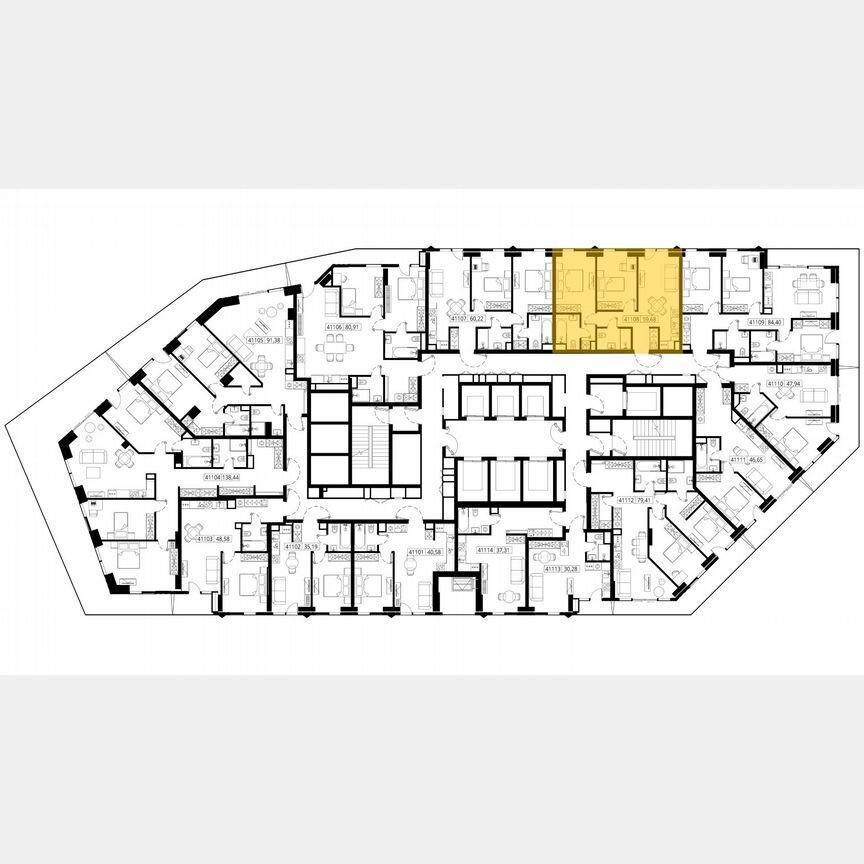 2-к. квартира, 60,3 м², 11/46 эт.