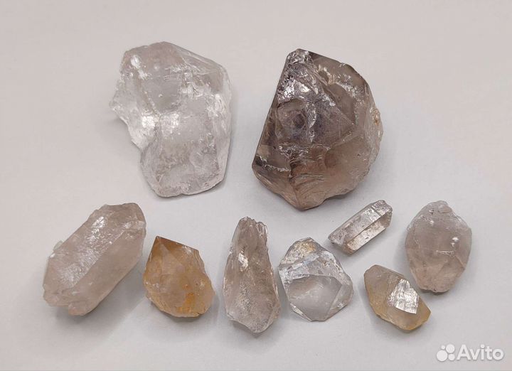 Набор: раухтопазы кристаллы (9 шт) / Минералы