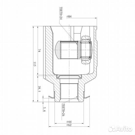 ШРУС внутренний правый 24x44x26 ganz GIK04029