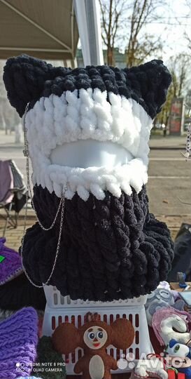 Шапка балаклава вязанная Кошка