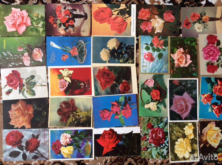 Коллекция советских открыток с розами