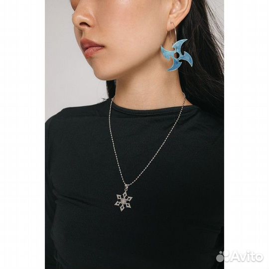 Серьги японские сюрикены на кольце, в упаковке