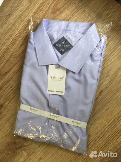 Рубашка мужская 50 светло-сиреневая новая