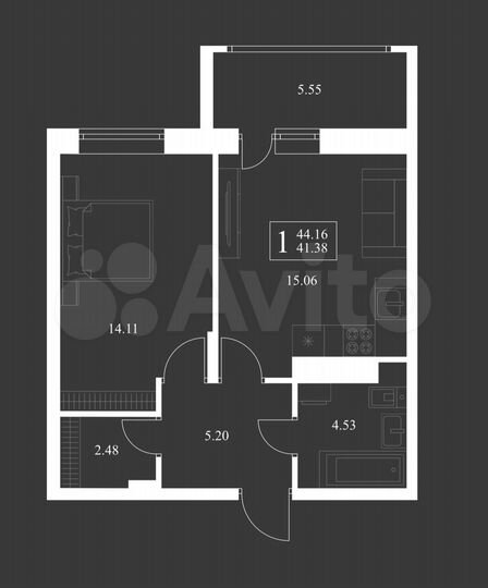 1-к. квартира, 44,2 м², 16/17 эт.