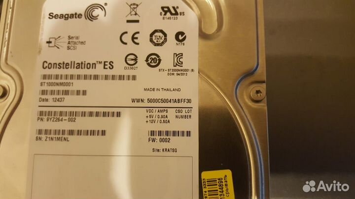 SAS Seagate Constellation ES.1 1Tb (U600/7200/64Mb