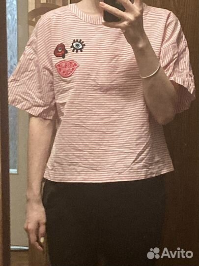 Блузка красно-белая befree S