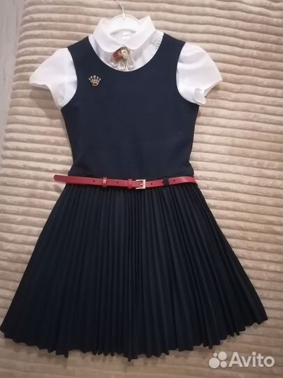 Комплект Сарафан Маленькая леди + блузка 128р