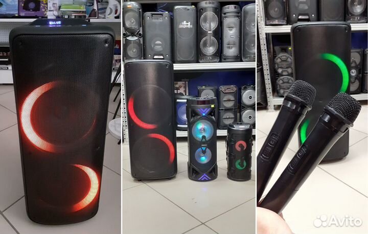 Клубная мега бас колонка Eltronic 1200w 2микрофона