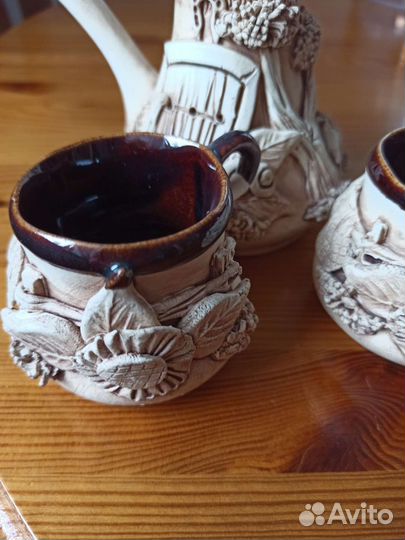 Турка керамическая с чашками