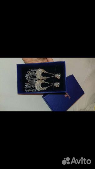Серьги Swarovski Сваровски длинные с клипсой