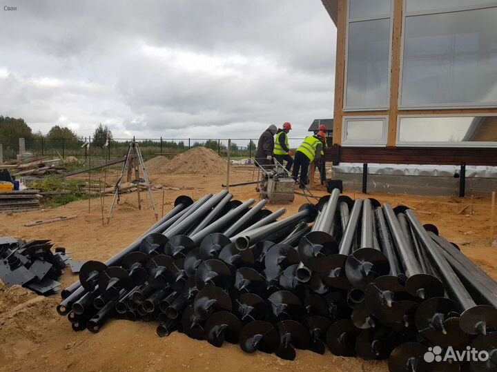 Свайный фундамент, монтаж винтовых свай