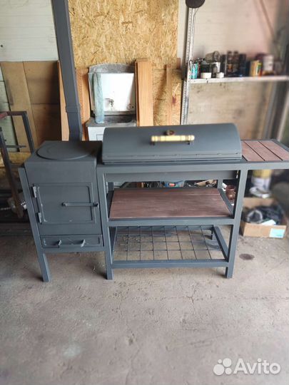 Мангал с печью под казан