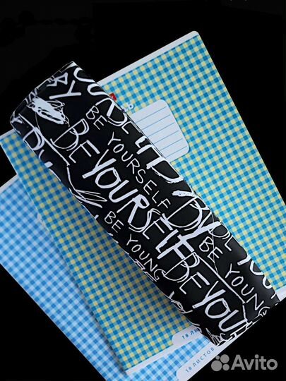 Пенал для старшей школы черный с надписями