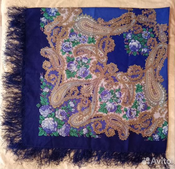 Павлопосадский платок 146см, 100% шерсть