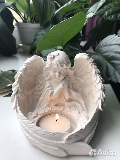 Фигурка из гипса ангел(для украшений, подсвечник)