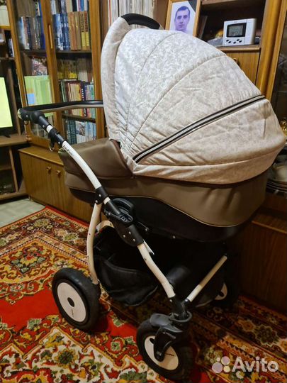 Детские коляски 2 в 1 ткань + эко кожа indigo