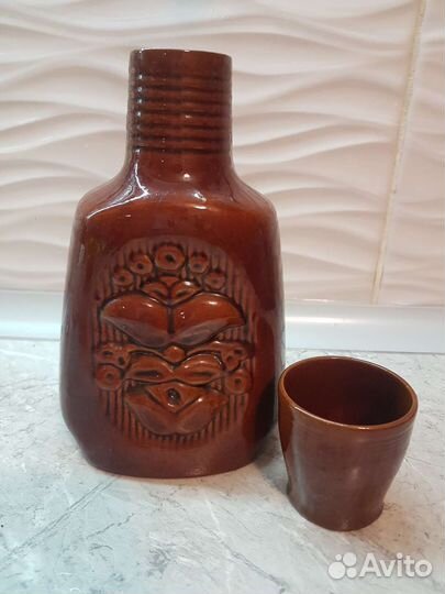 Керамический кувшин СССР с чаркой