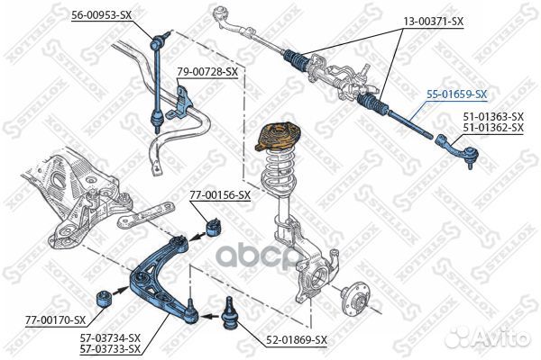 Тяга рулевая Renault Laguna all 93-01 5501659SX