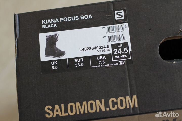 Ботинки для сноуборда Salomon Kiana Focus Boa 38,5